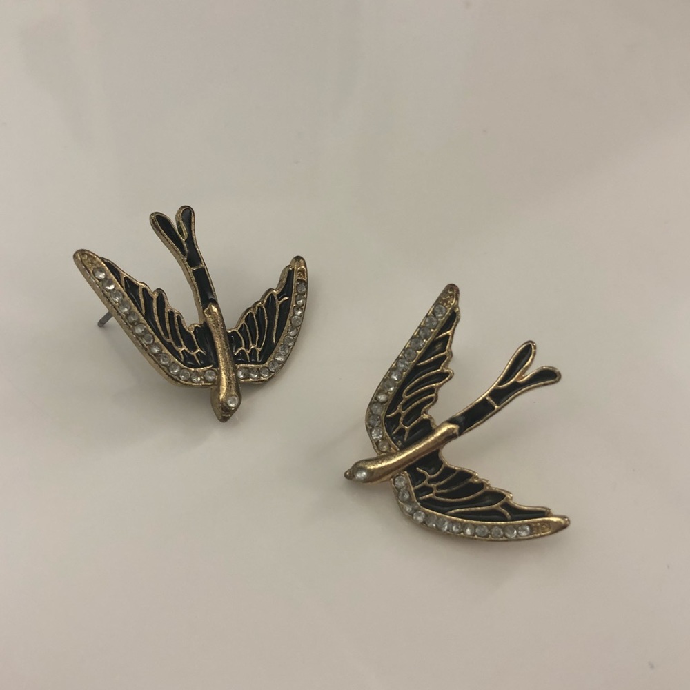 Gold Base Bird Earrings
